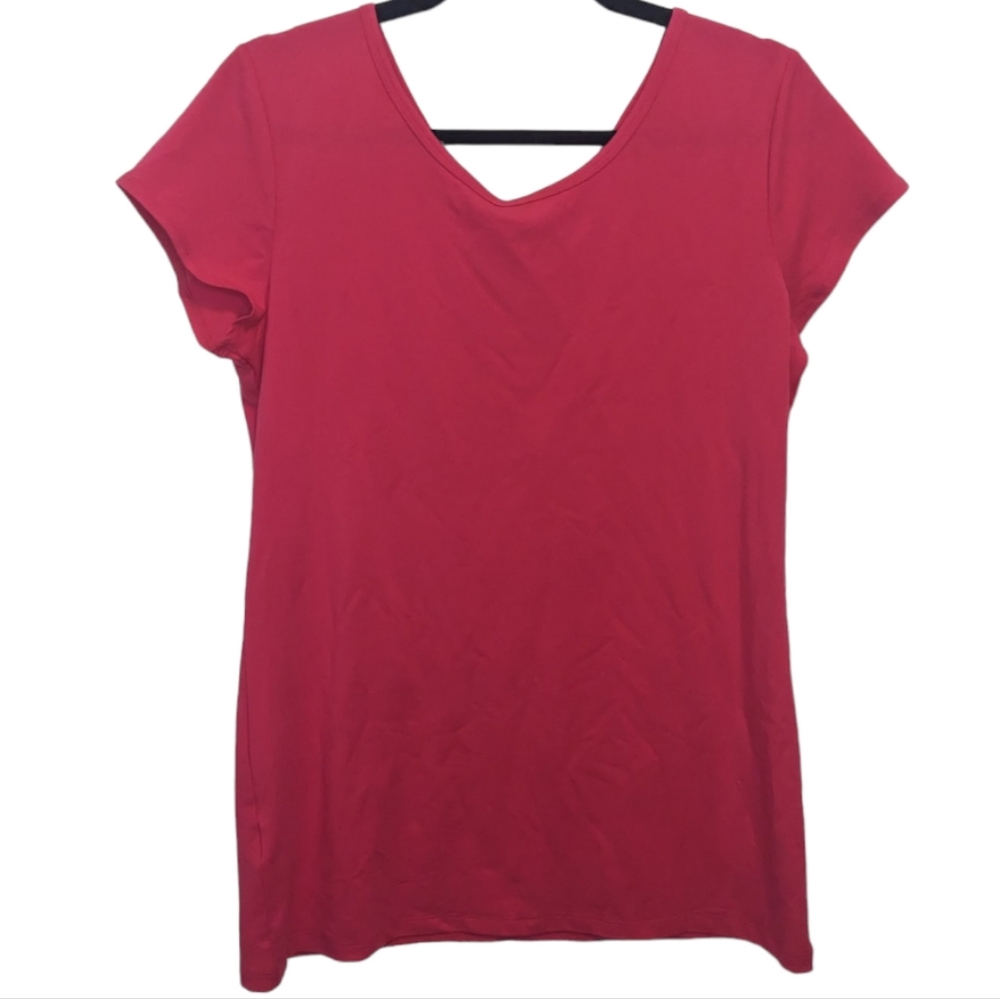 NWT Attitudes by Renee Pink Reversible V-Neck/Crew Neck T-Shirt - Size M 🌸💖 - Picture 3 of 12